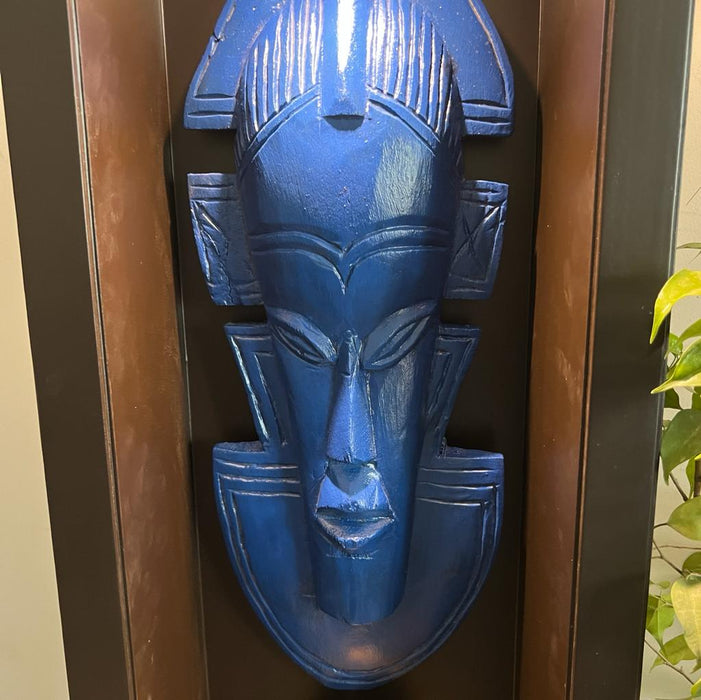 Posheeda : Tall Floor Wooden Lamp with 3 Masks ( 5 feet + , Shade Included )