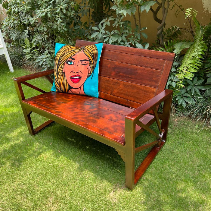 Rushil : Wooden bench with a Collapsible Back