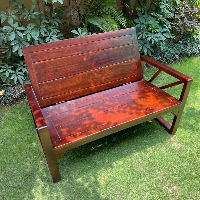 Rushil : Wooden bench with a Collapsible Back