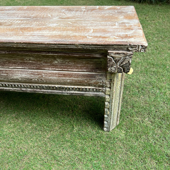Shahwaiz : Carved wooden bench