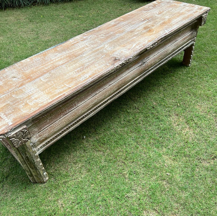 Shahwaiz : Carved wooden bench