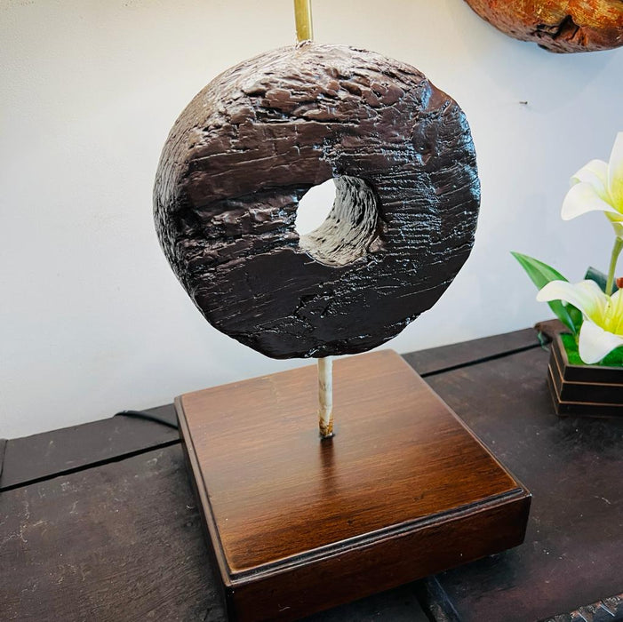 Shiza  : Circular Center Piece Wooden Table  lamp ( Shade Included )