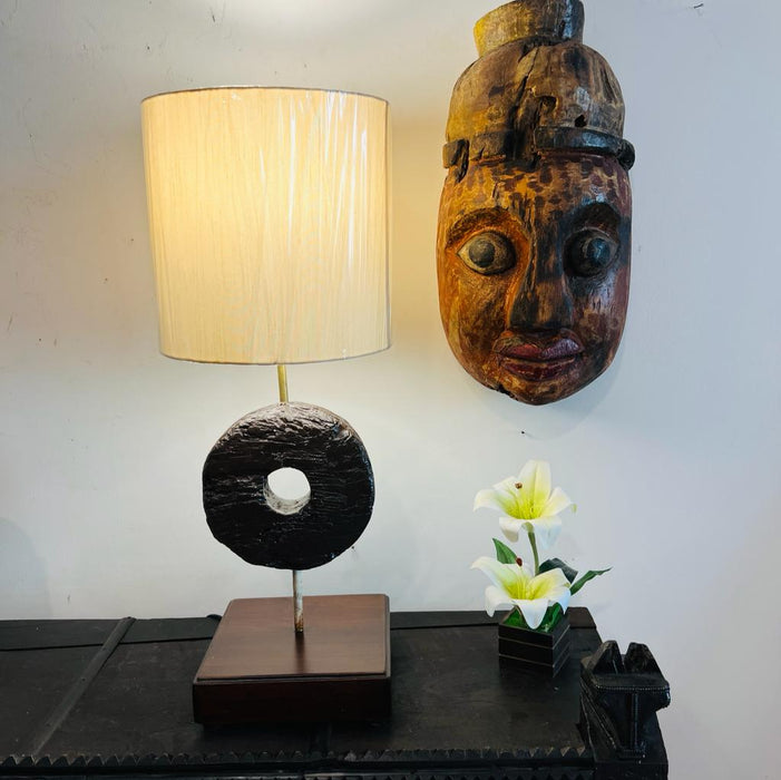 Shiza  : Circular Center Piece Wooden Table  lamp ( Shade Included )