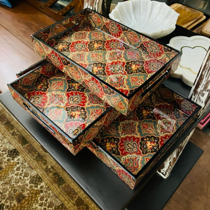 Tabak 2 ; Turkish Jewel Colours Pattern -  Set of three trays