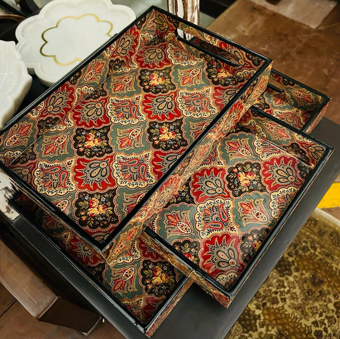 Tabak 2 ; Turkish Jewel Colours Pattern -  Set of three trays