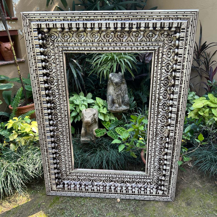 Tamanna- 4 :  Vintage Large  Carved Wooden Mirror frame