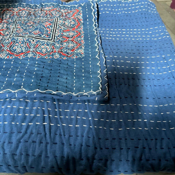 Tazmeen: Ajrakh Bed cover