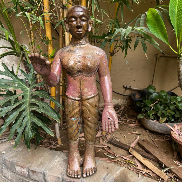 Putla Vintage Wooden Human Figure Sculpture ( 3 feet high)